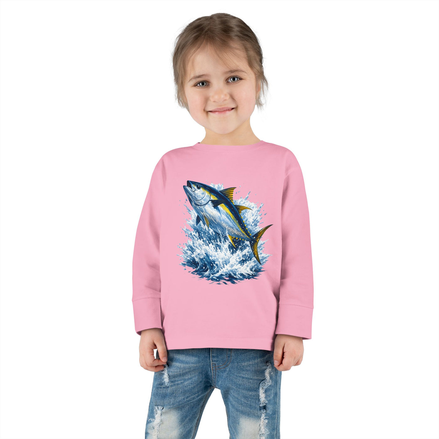Toddler Long Sleeve Tee - Bluefin Tuna Splash Graphic