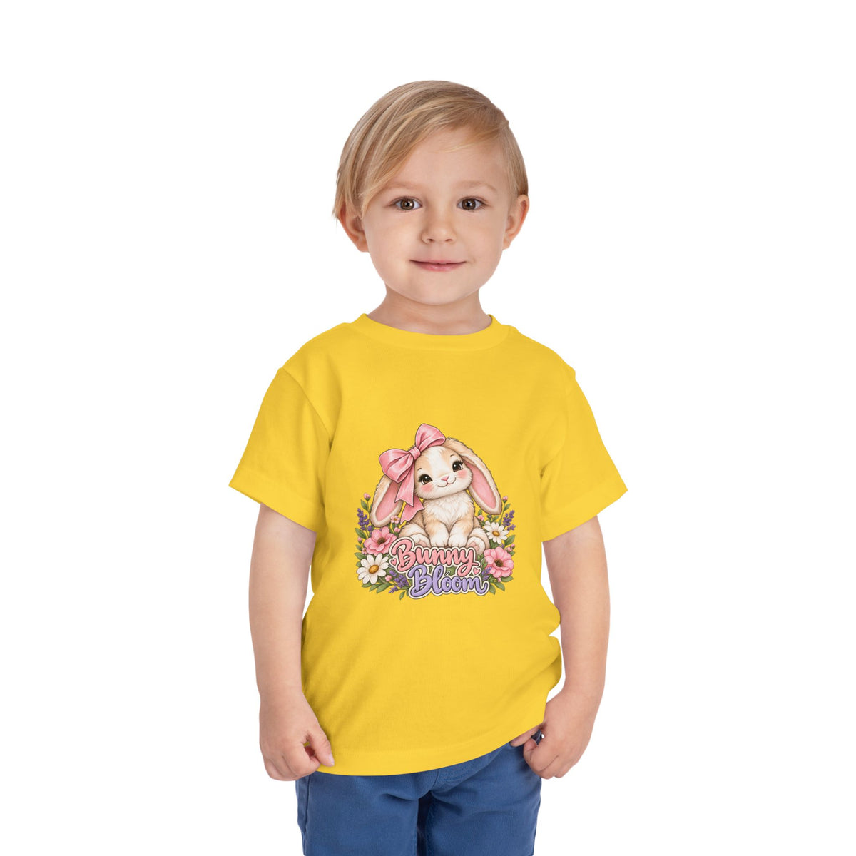 Toddler Tee — "Bunny Bloom" Cute Bunny with Flowers