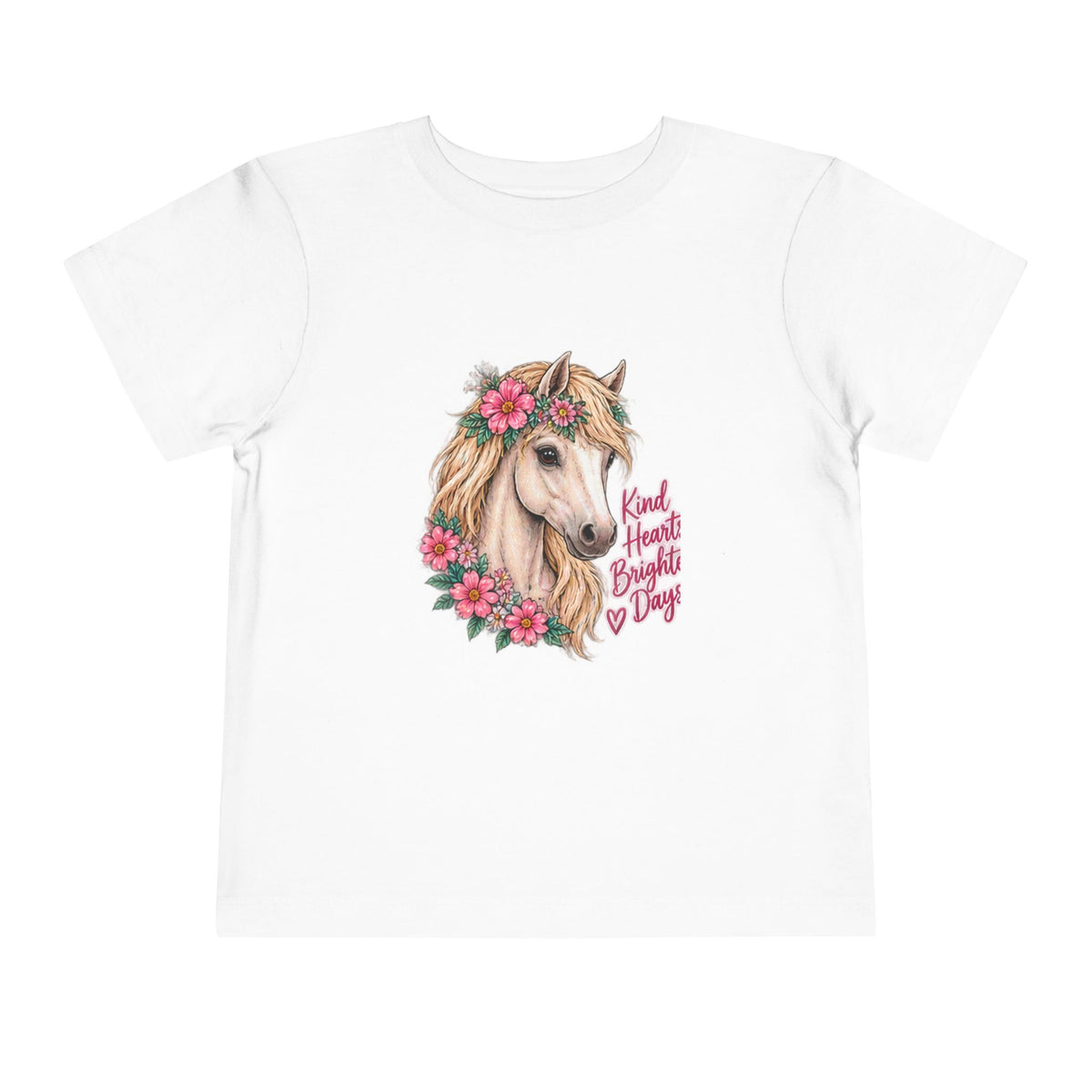 Toddler Tee — Floral Horse "Kind Hearts Bright Days" Cute Pony Shirt