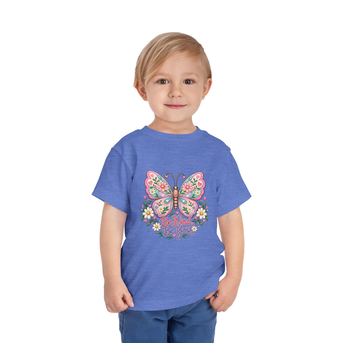 Toddler Tee — Pink Butterfly “Be Kind Be You” Floral Graphic