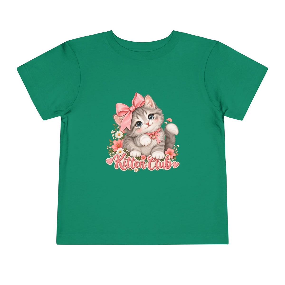 Toddler Tee — "Kitten Club" Cute Floral Bow Cat Shirt
