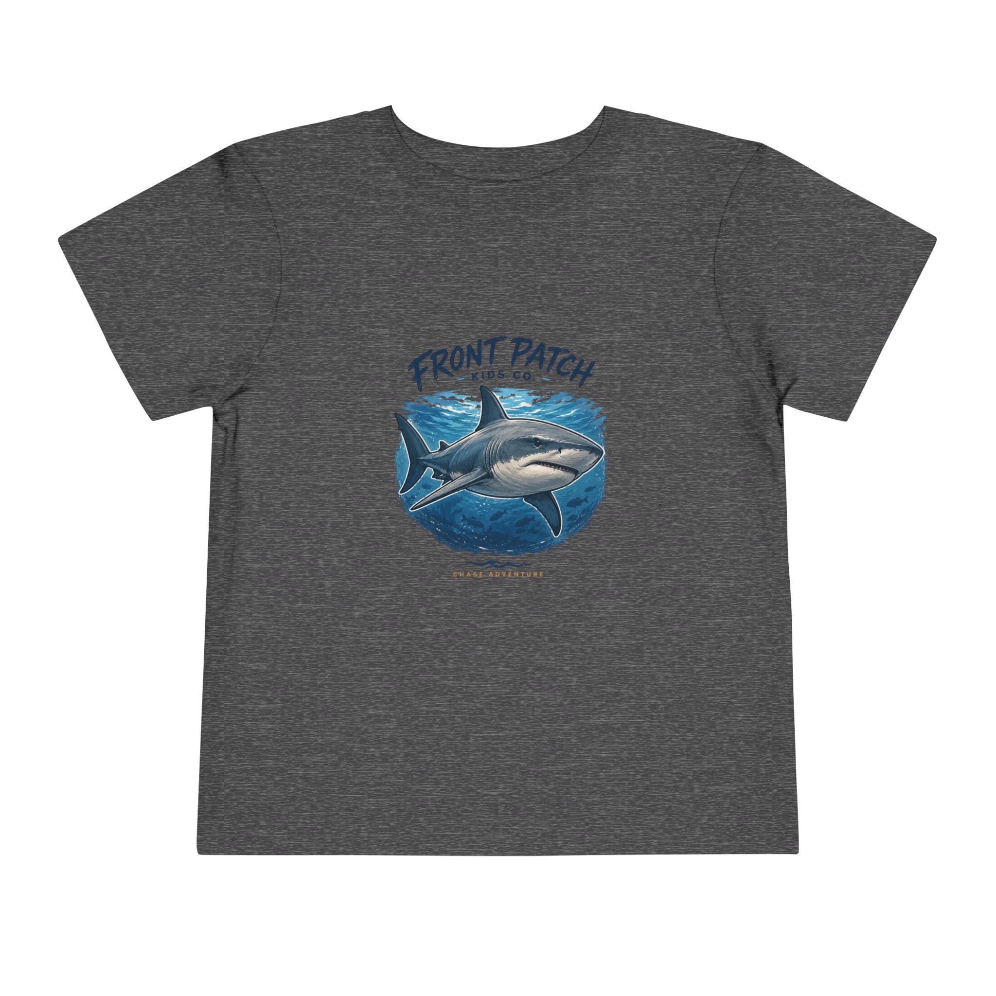 Toddler Shark Tee - "Front Patch" Ocean Shark Graphic Kids Shirt
