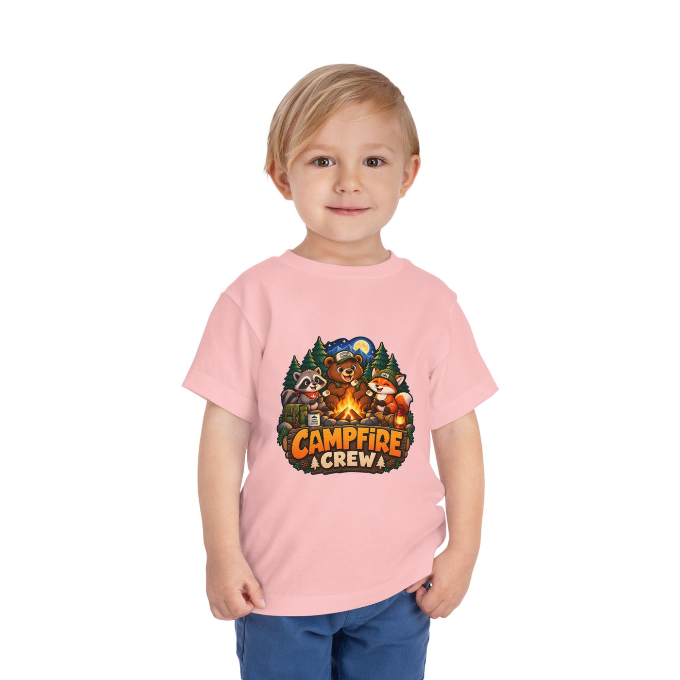 Toddler Tee — "Campfire Crew" Cute Woodland Animals Camping Shirt
