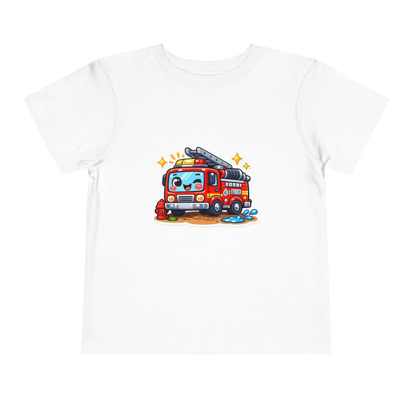 Toddler Tee — Cute Cartoon Fire Truck Graphic Shirt for Kids