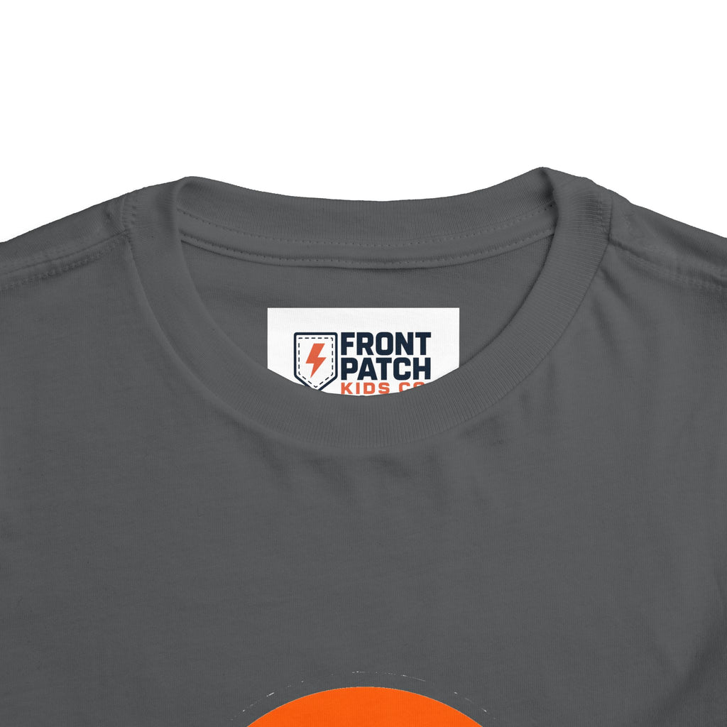 Toddler Tee — "RAWR" Orange Circle Graphic