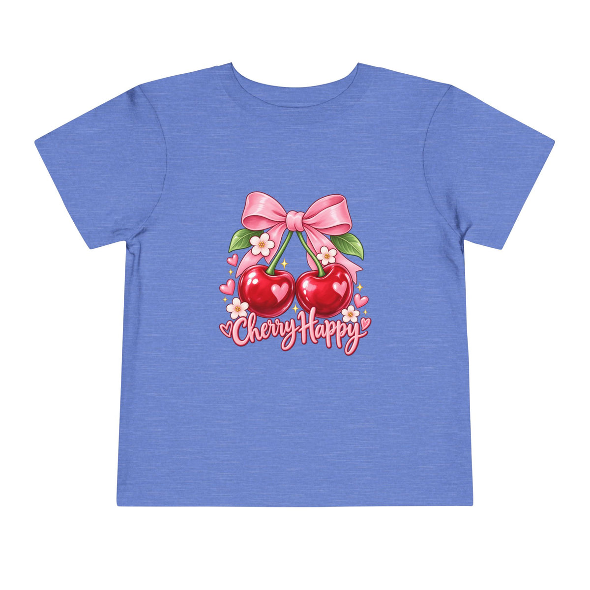Toddler Cherry Happy Tee — Cute Pink Bow Cherries Kids Shirt