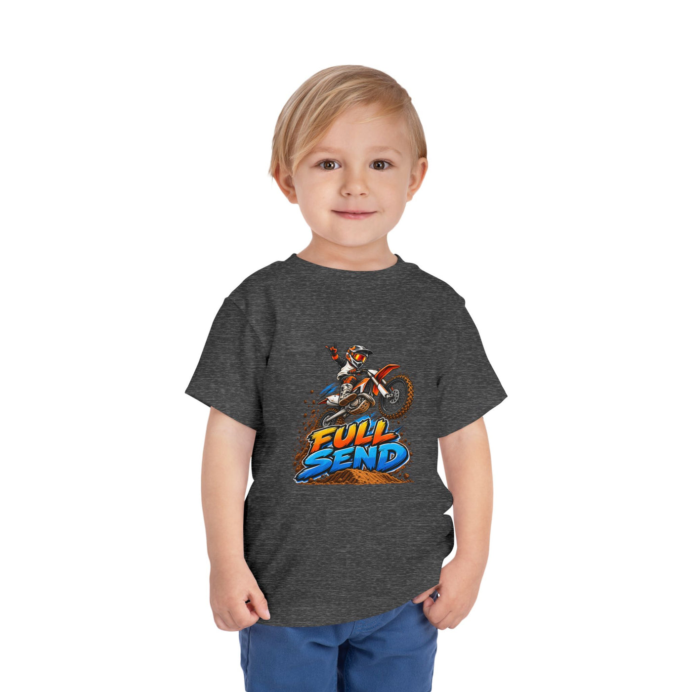 Toddler Tee — "Full Send" Dirt Bike Graphic