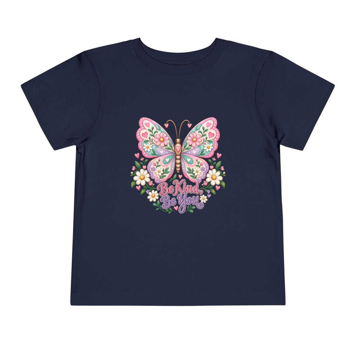 Toddler Tee — Pink Butterfly “Be Kind Be You” Floral Graphic