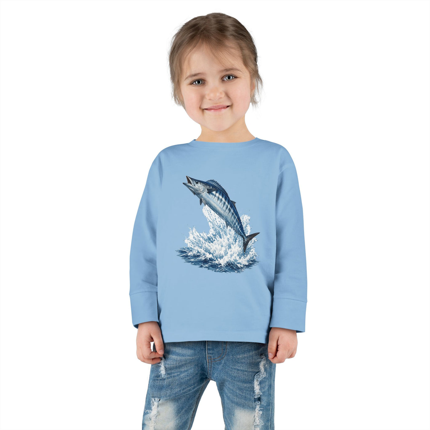 Toddler Long Sleeve Tee — Leaping Tuna Ocean Graphic