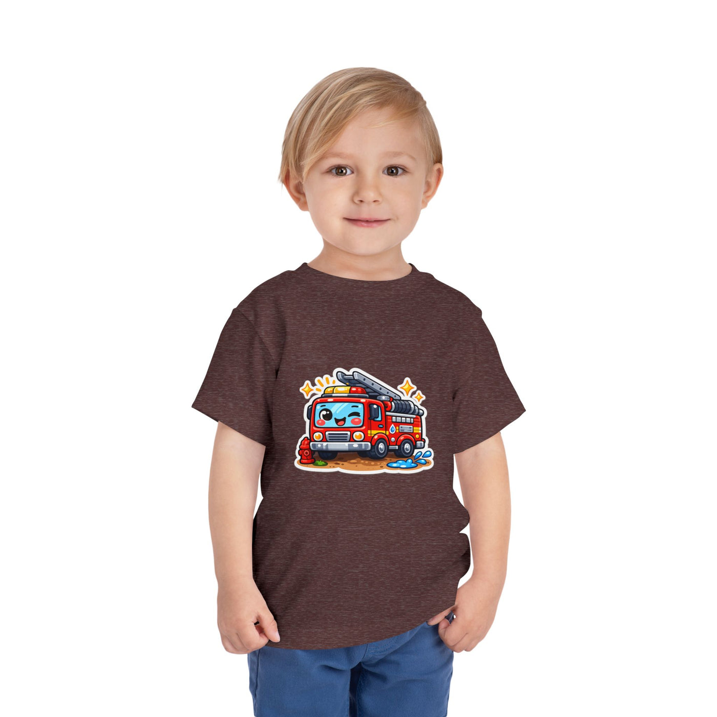 Toddler Tee — Cute Cartoon Fire Truck Graphic Shirt for Kids