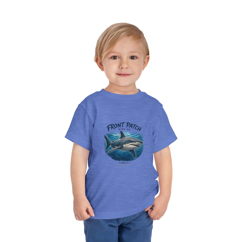 Toddler Shark Tee - "Front Patch" Ocean Shark Graphic Kids Shirt