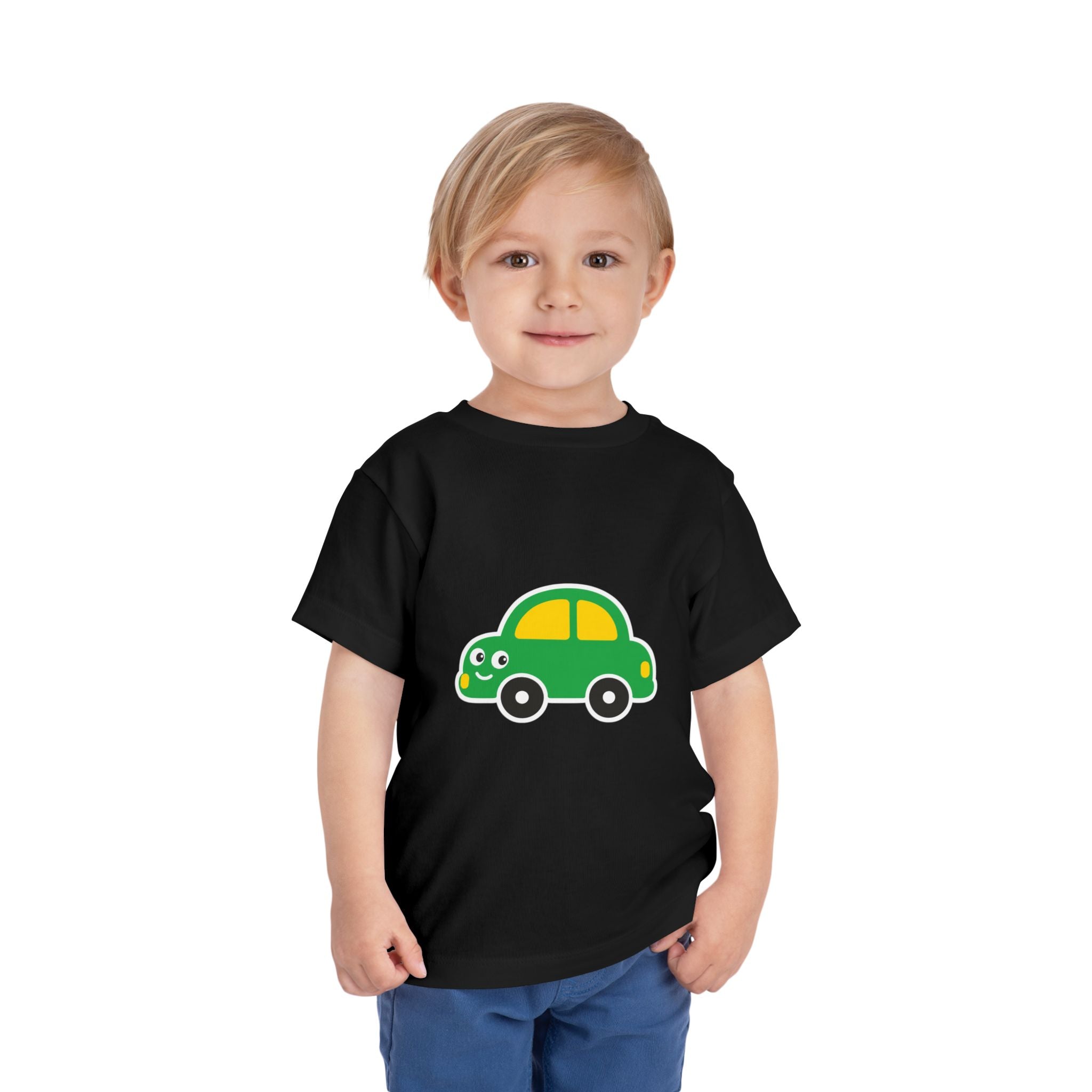 Toddler Tee — Cute Green Cartoon Car Graphic