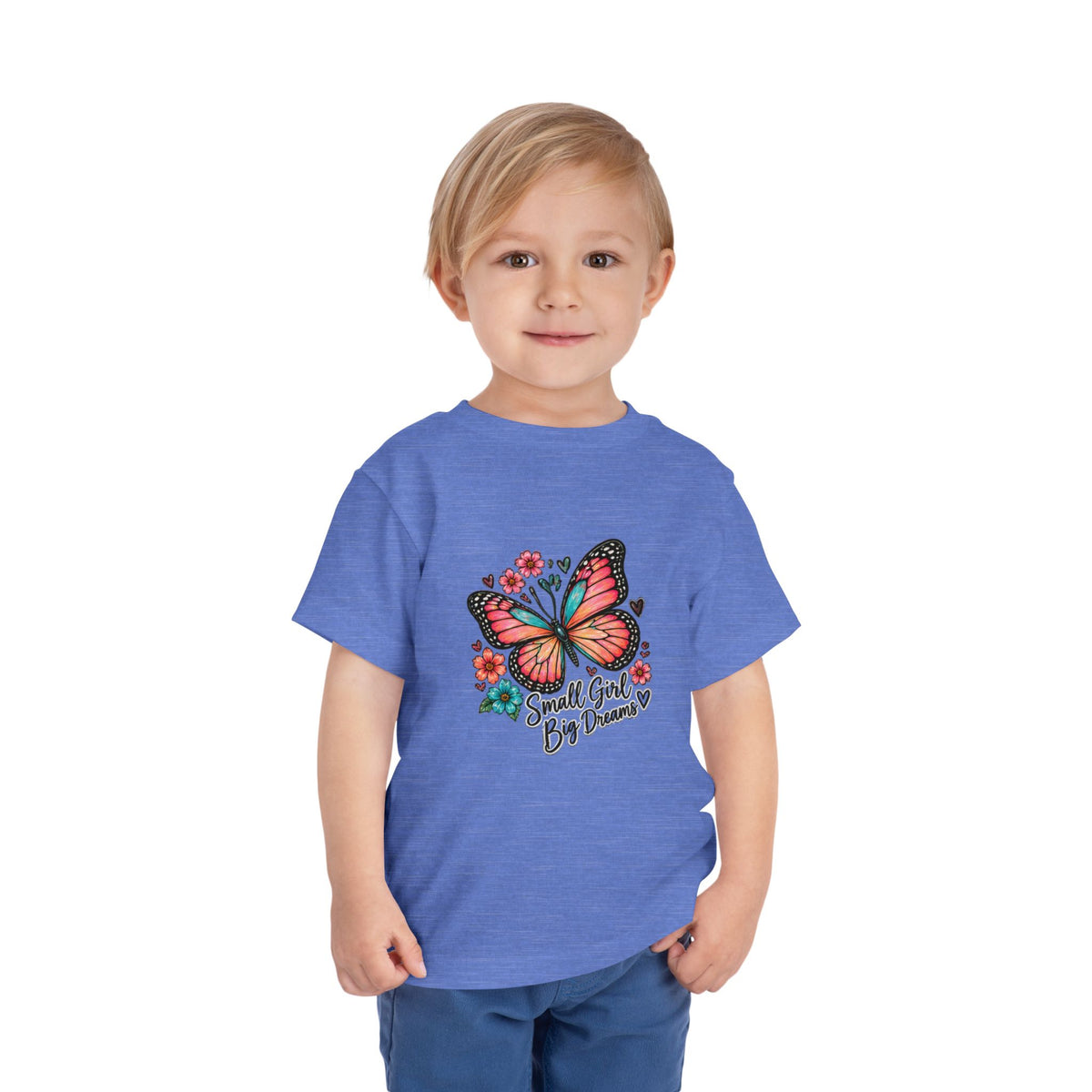 Toddler Tee — "Small Girl Big Dreams" Butterfly Floral Shirt