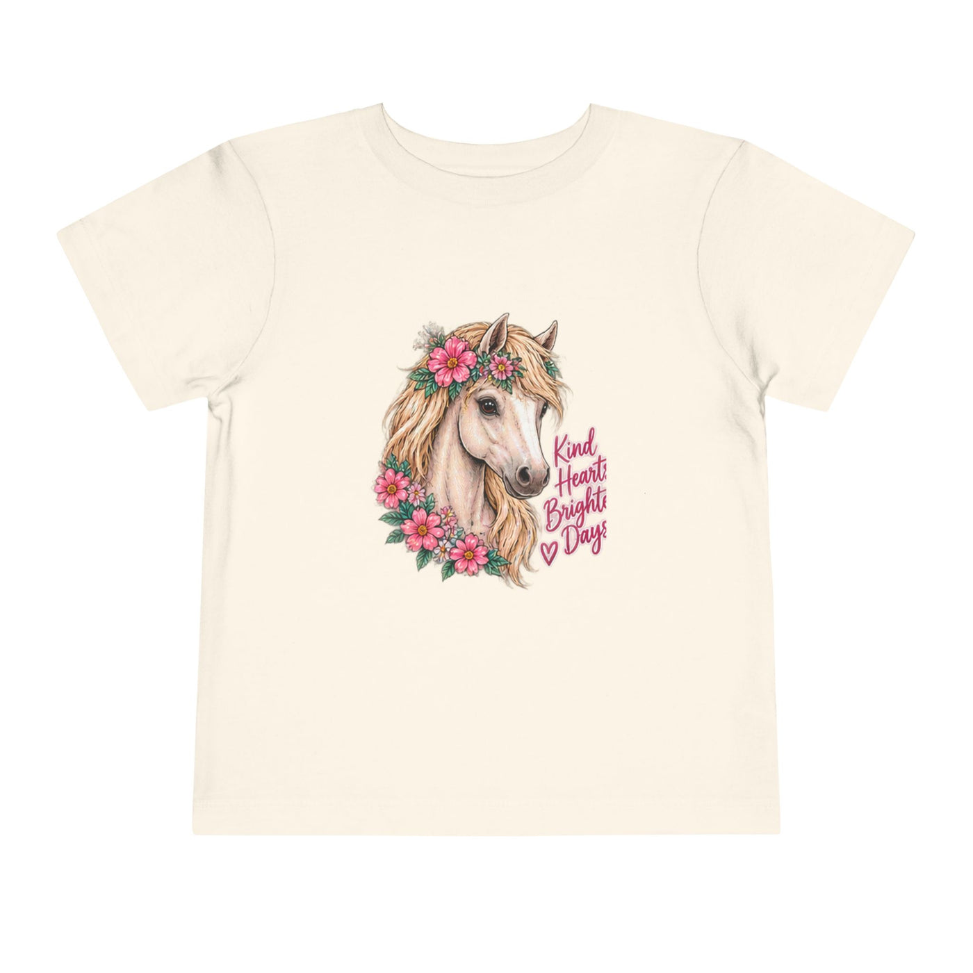Toddler Tee — Floral Horse "Kind Hearts Bright Days" Cute Pony Shirt
