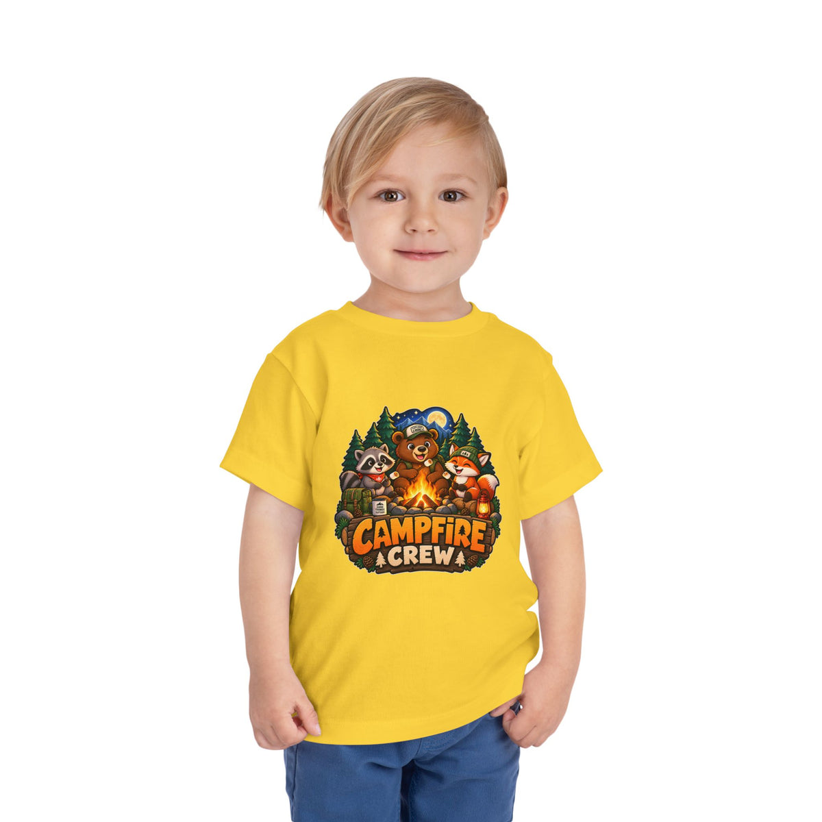 Toddler Tee — "Campfire Crew" Cute Woodland Animals Camping Shirt