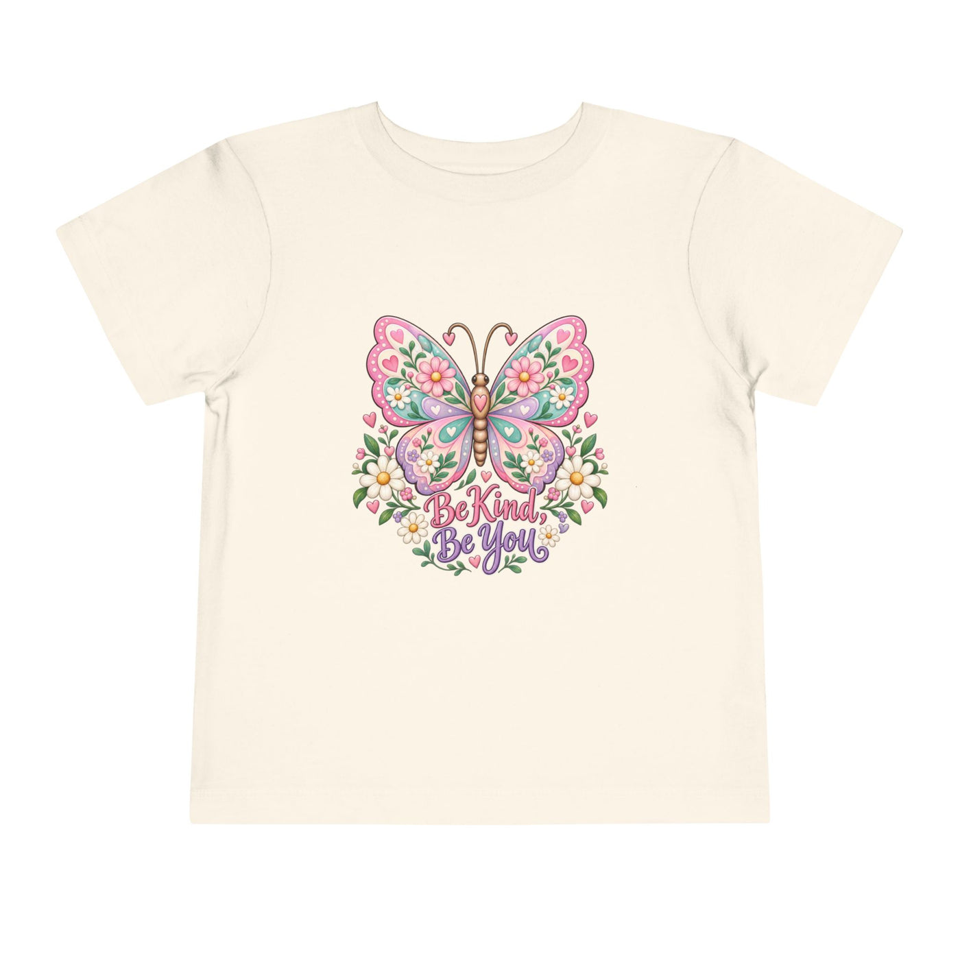Toddler Tee — Pink Butterfly “Be Kind Be You” Floral Graphic