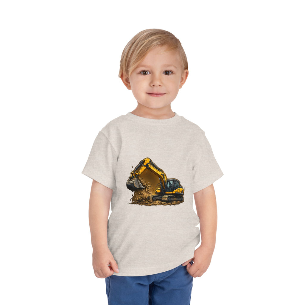 Toddler Excavator Tee — Yellow Digging Construction Truck Shirt
