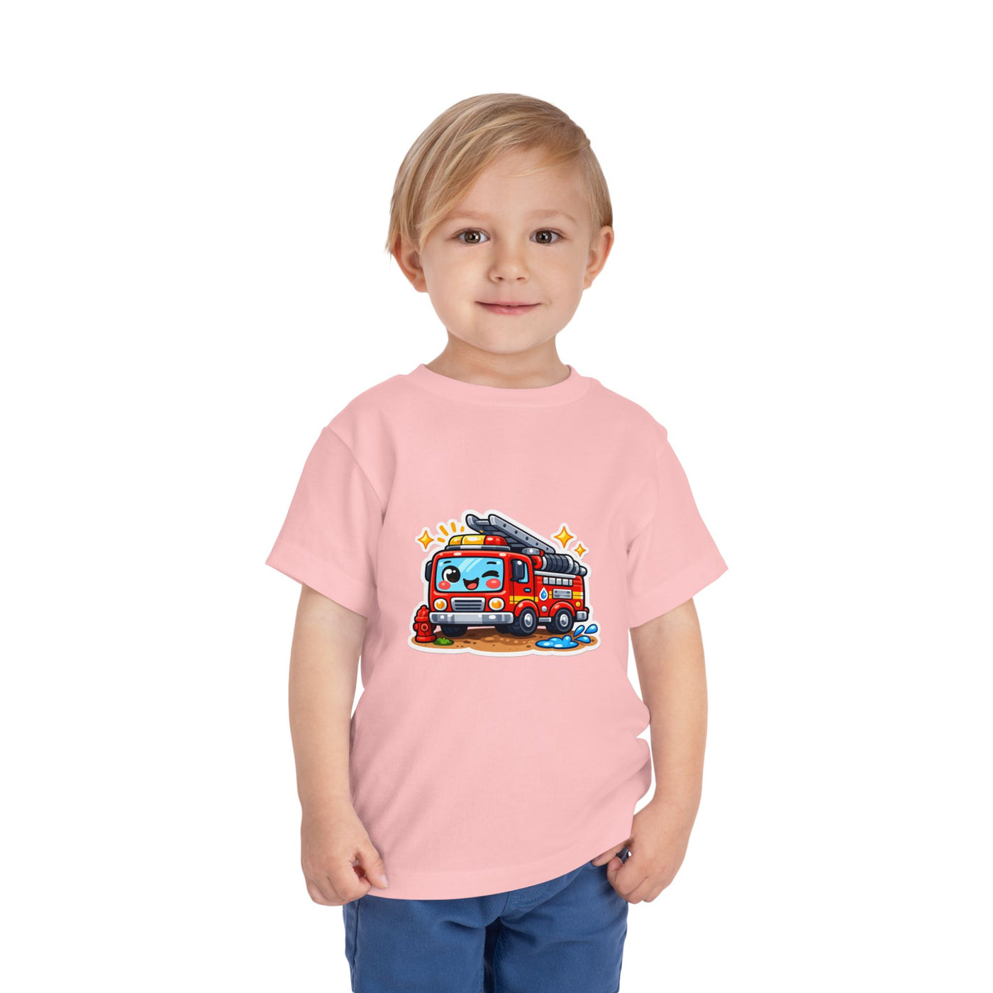 Toddler Tee — Cute Cartoon Fire Truck Graphic Shirt for Kids