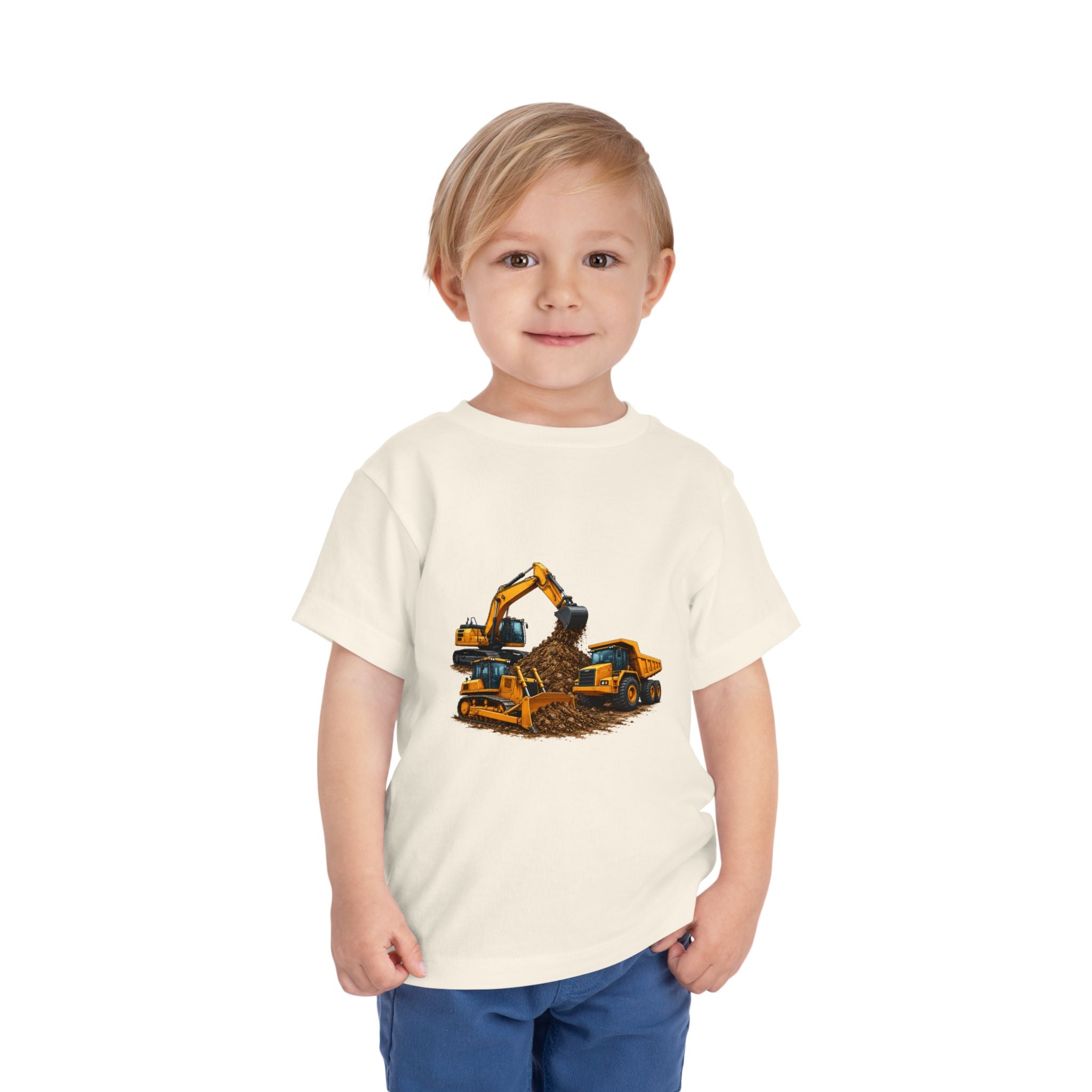 Toddler Tee — Construction Trucks Excavator & Dump Truck Graphic