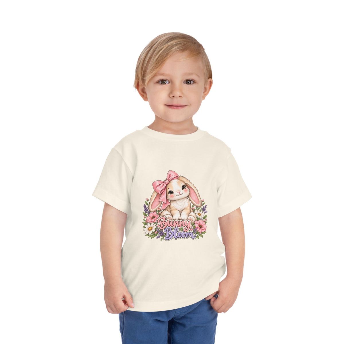 Toddler Tee — "Bunny Bloom" Cute Bunny with Flowers