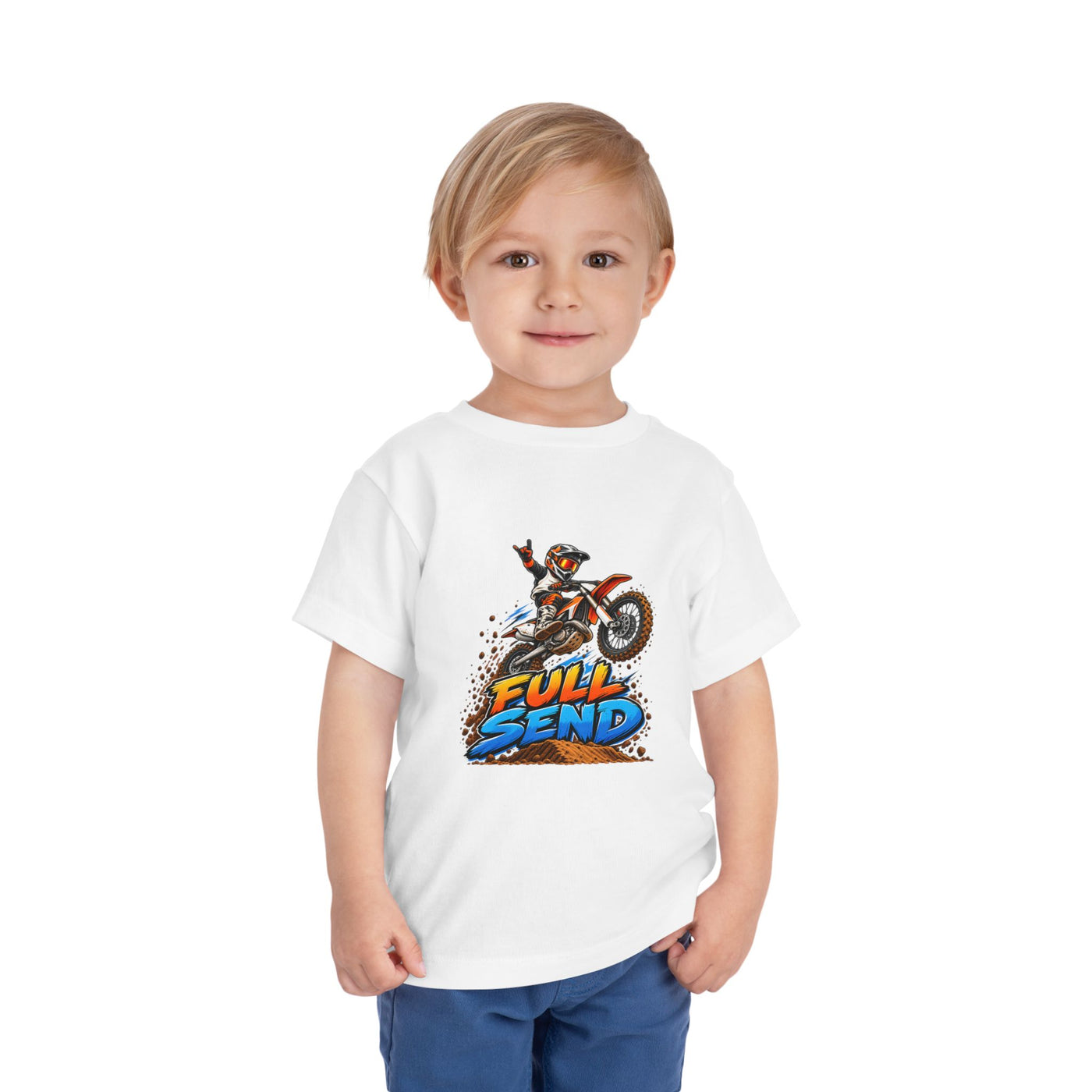 Toddler Tee — "Full Send" Dirt Bike Graphic