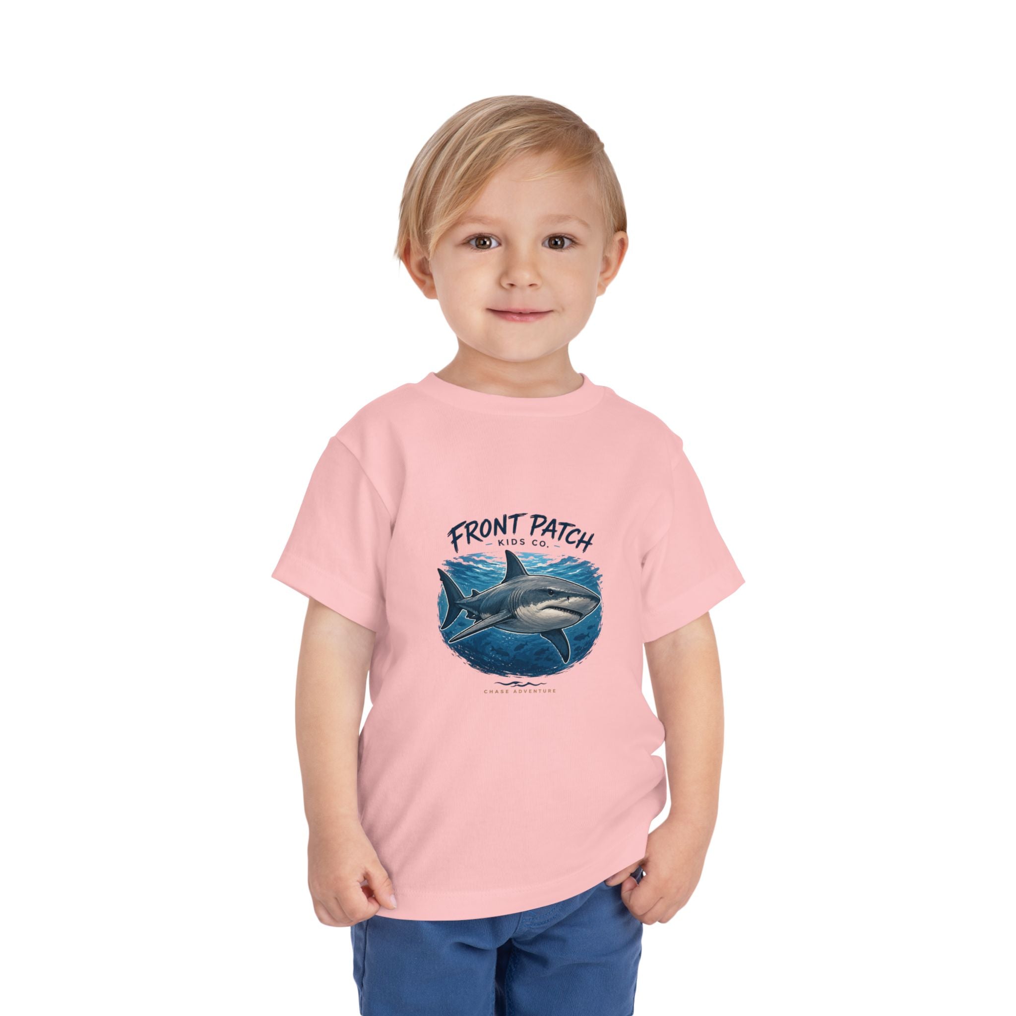 Toddler Shark Tee - "Front Patch" Ocean Shark Graphic Kids Shirt