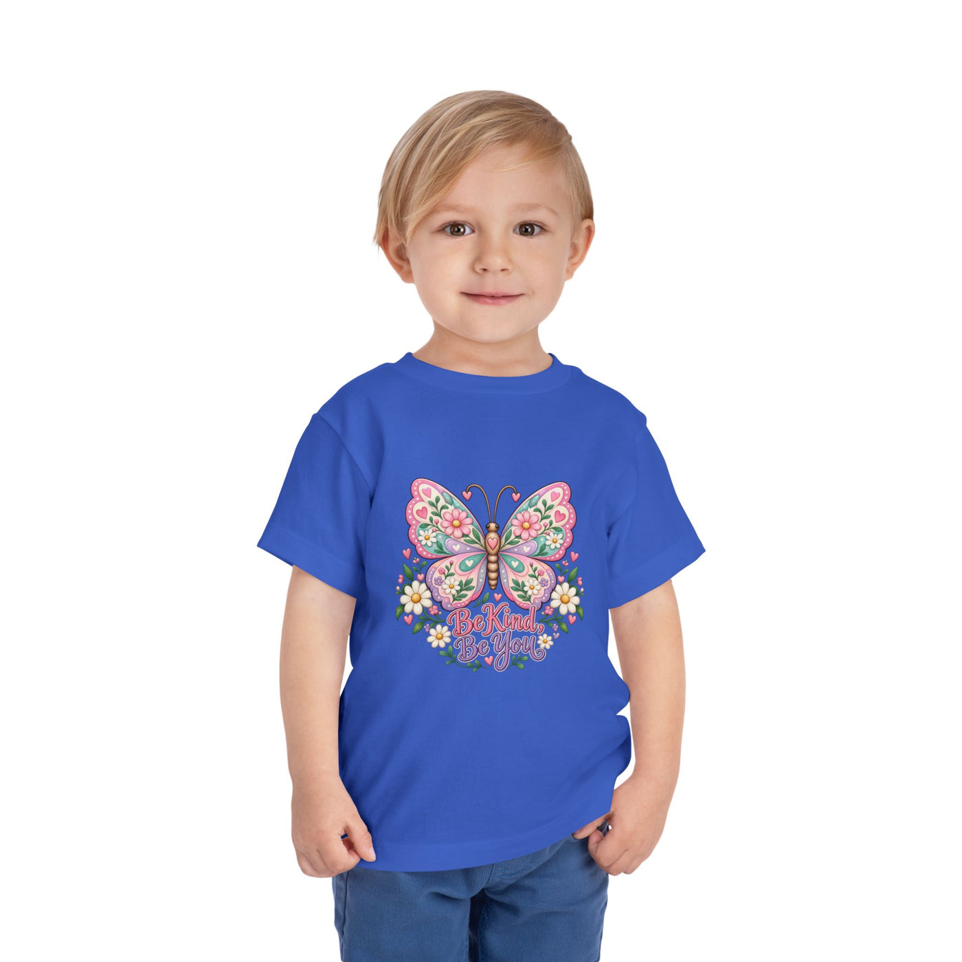 Toddler Tee — Pink Butterfly “Be Kind Be You” Floral Graphic