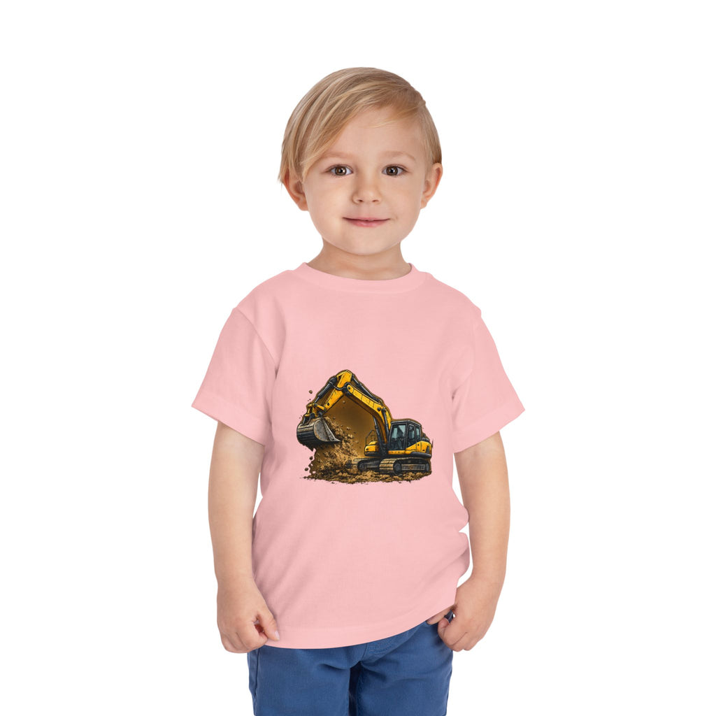 Toddler Excavator Tee — Yellow Digging Construction Truck Shirt