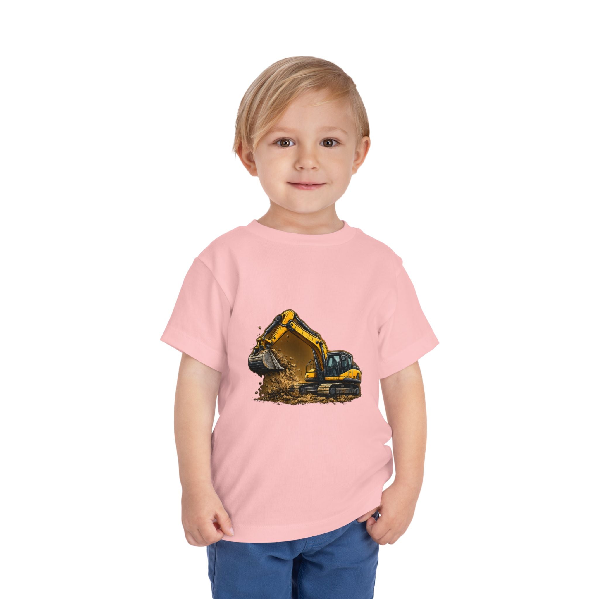 Toddler Excavator Tee — Yellow Digging Construction Truck Shirt
