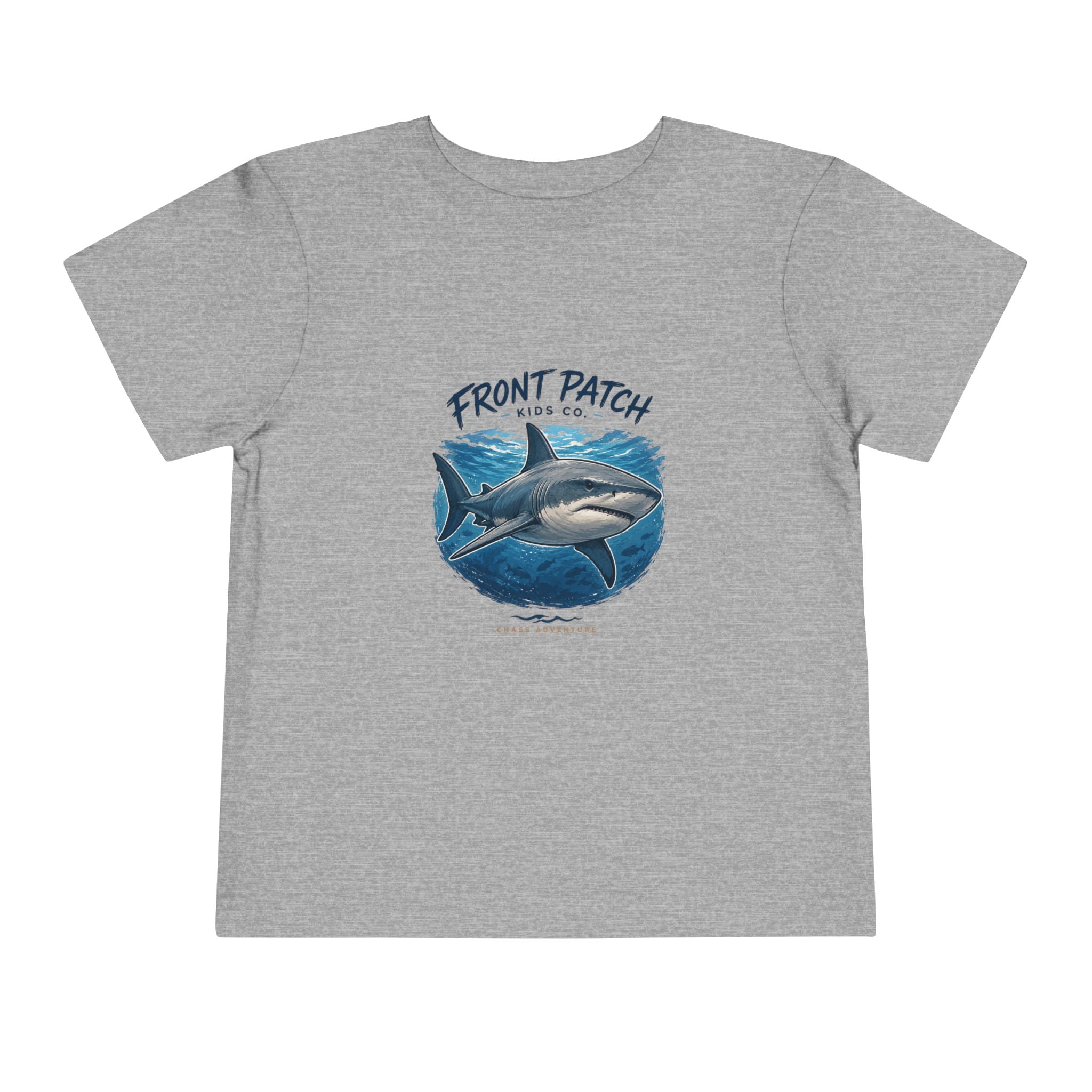 Toddler Shark Tee - "Front Patch" Ocean Shark Graphic Kids Shirt
