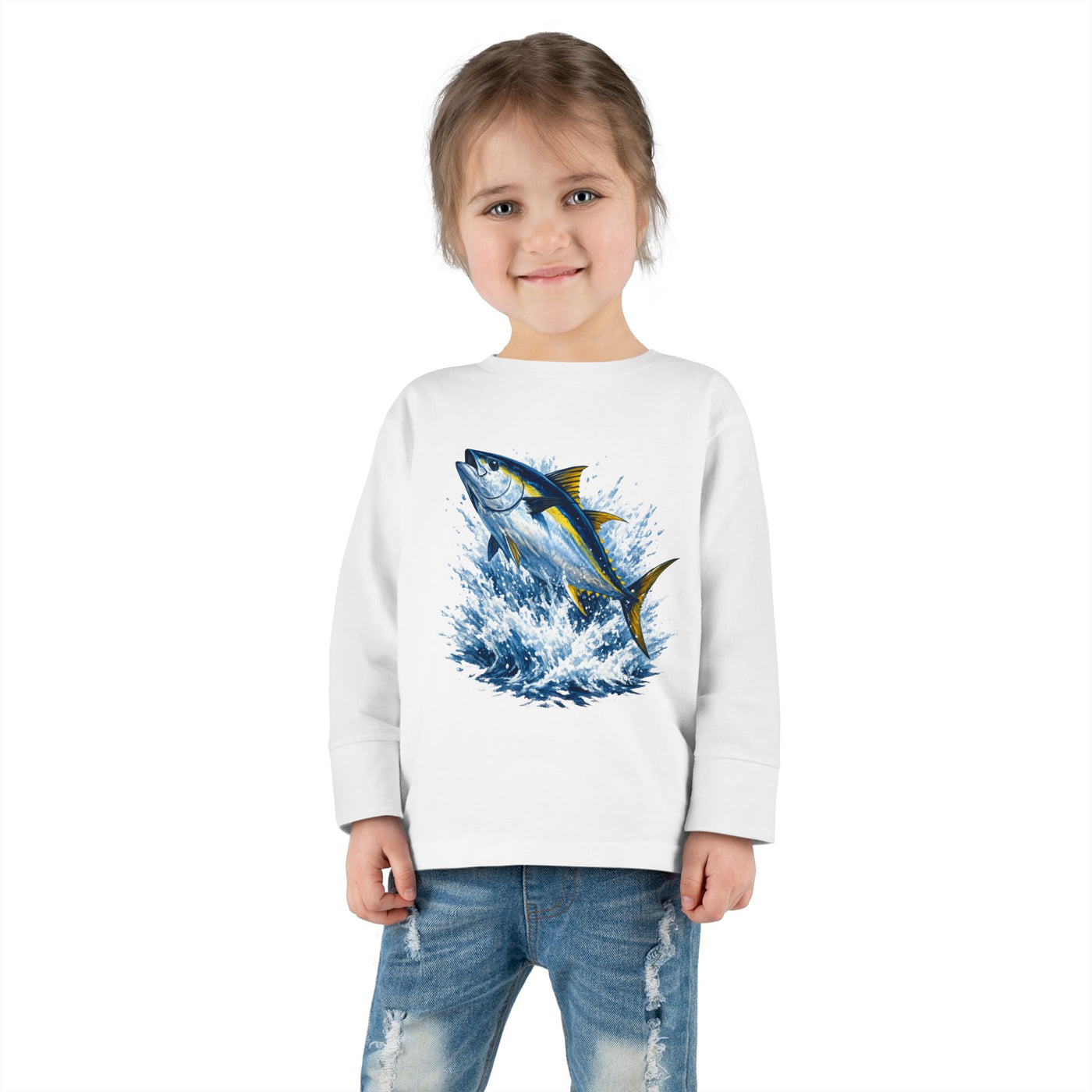 Toddler Long Sleeve Tee - Bluefin Tuna Splash Graphic