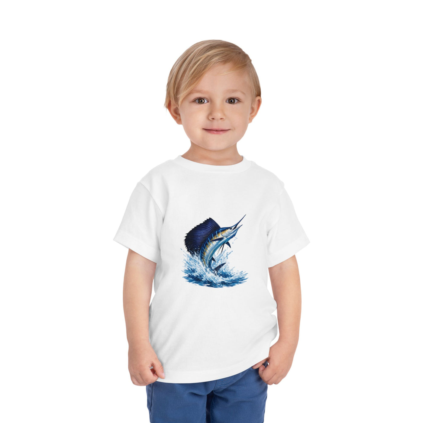 Toddler Tee – Blue Marlin Splash Fishing Shirt