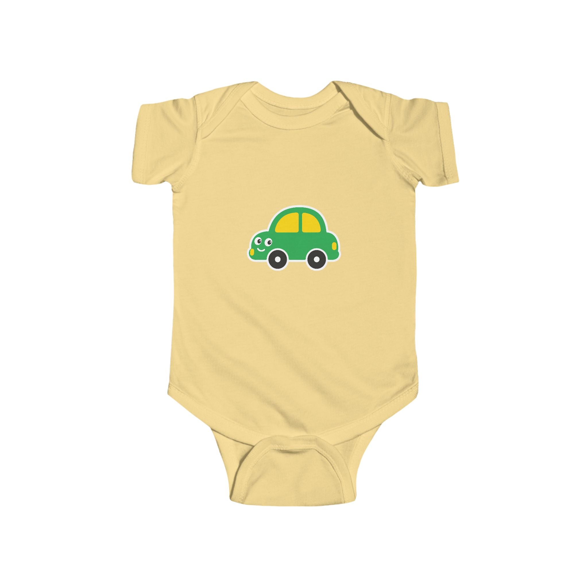 Cute Green Car Infant Bodysuit — Baby Vehicle Onesie