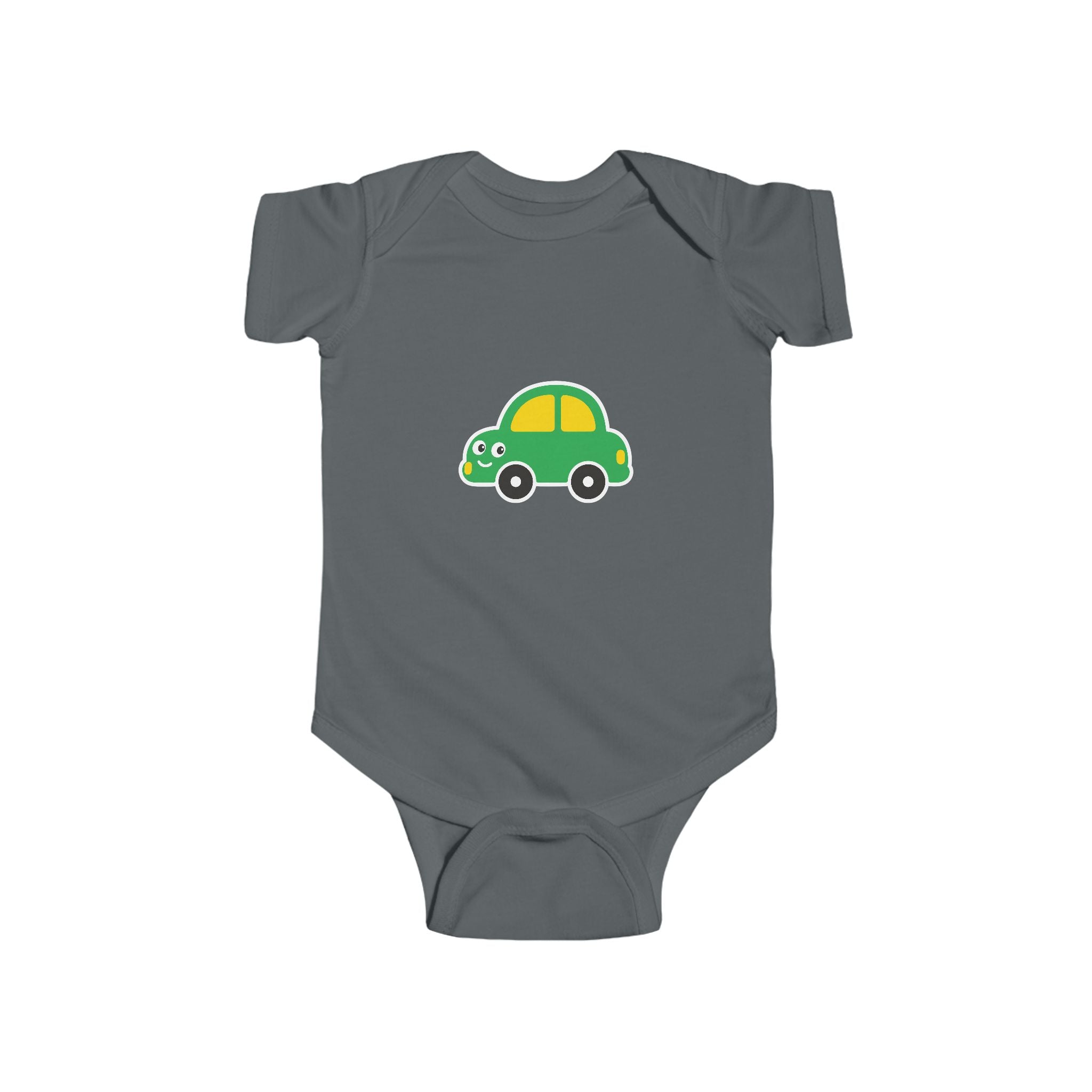 Cute Green Car Infant Bodysuit — Baby Vehicle Onesie