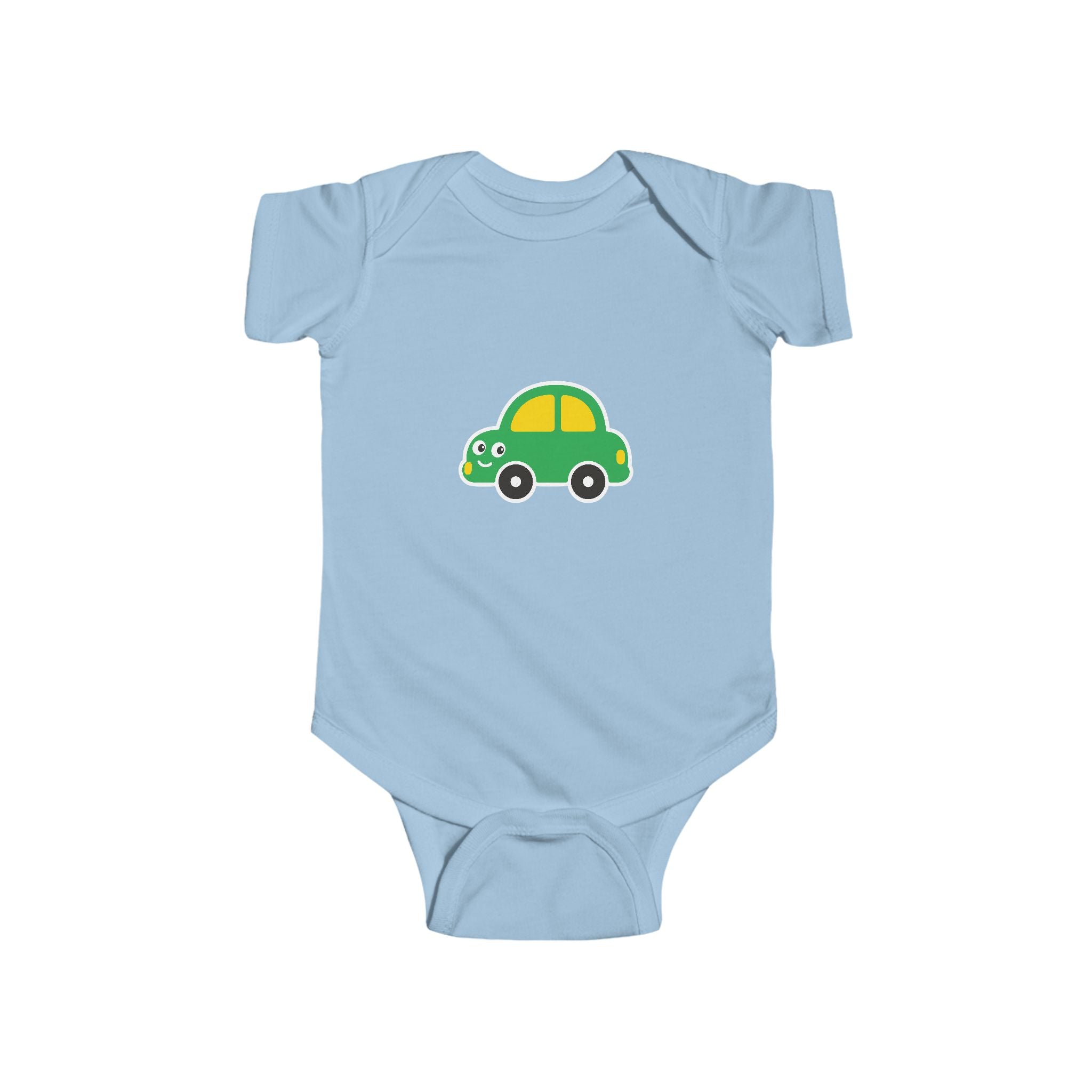 Cute Green Car Infant Bodysuit — Baby Vehicle Onesie