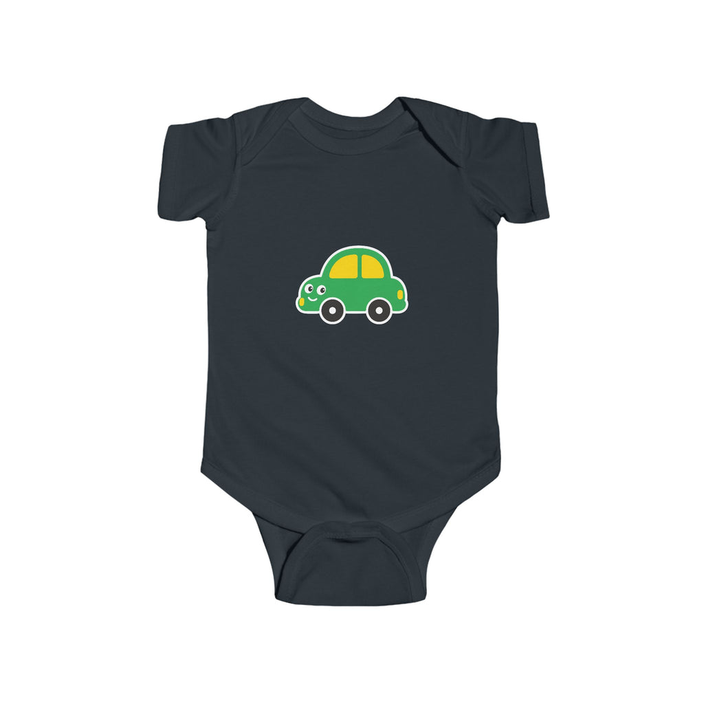Cute Green Car Infant Bodysuit — Baby Vehicle Onesie