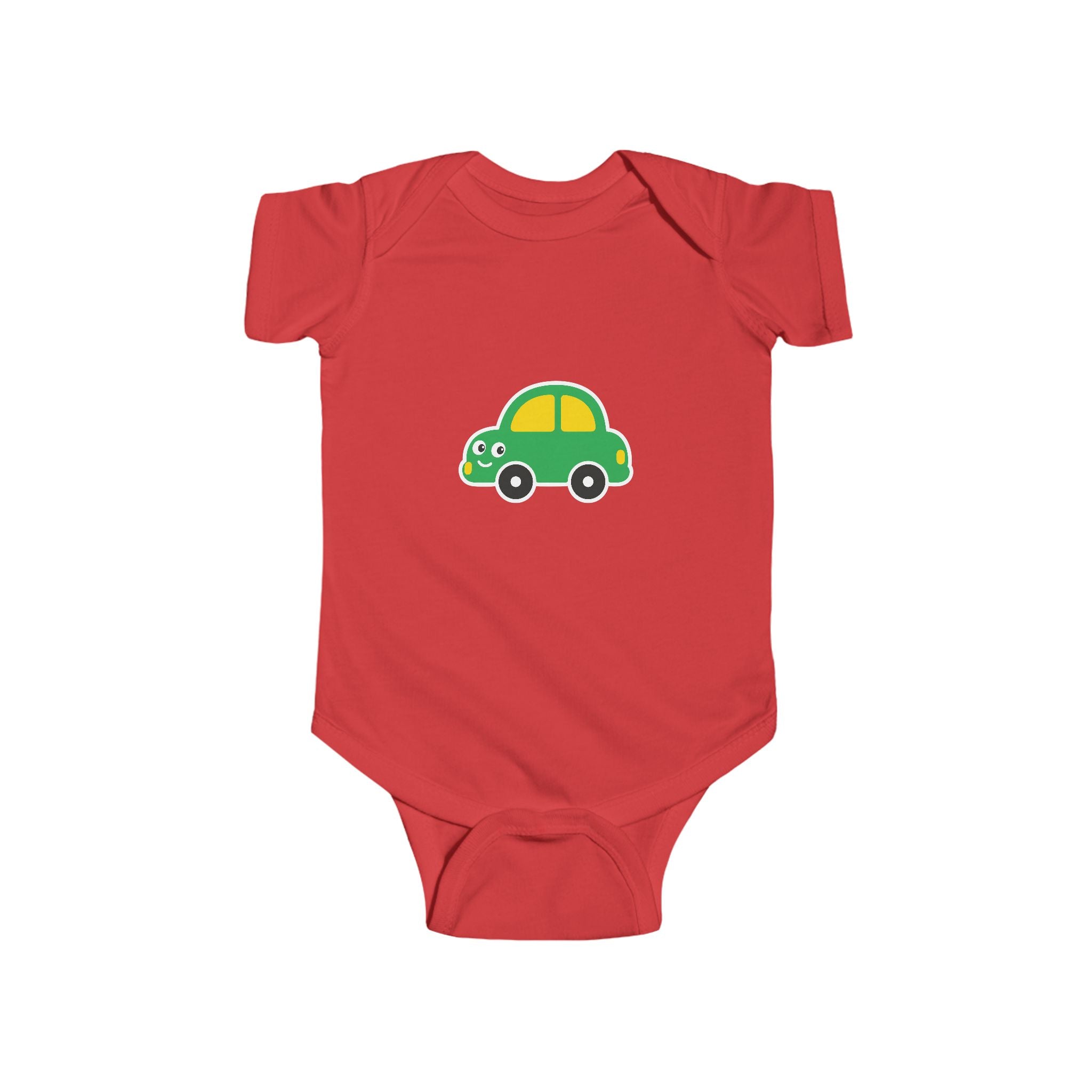 Cute Green Car Infant Bodysuit — Baby Vehicle Onesie