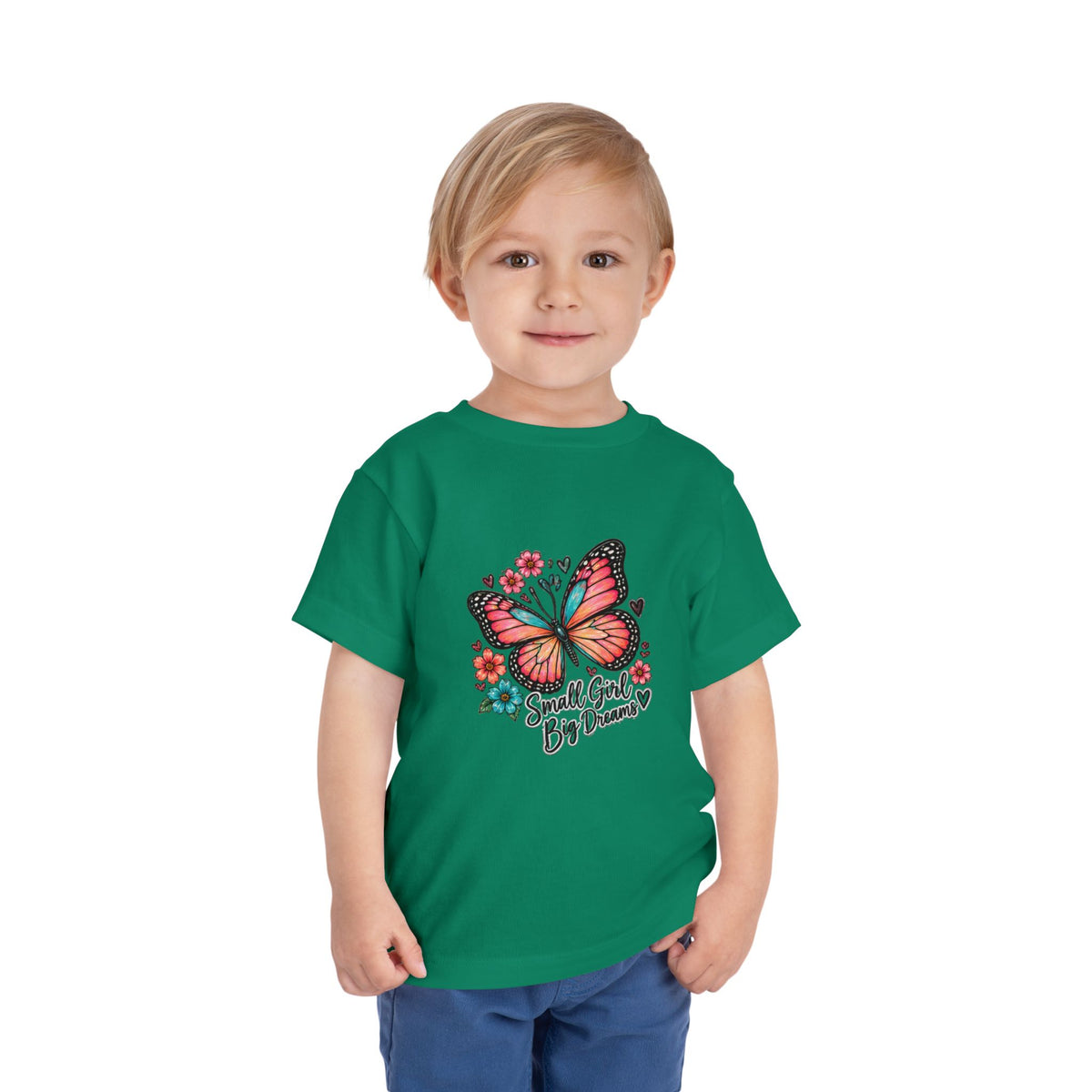 Toddler Tee — "Small Girl Big Dreams" Butterfly Floral Shirt