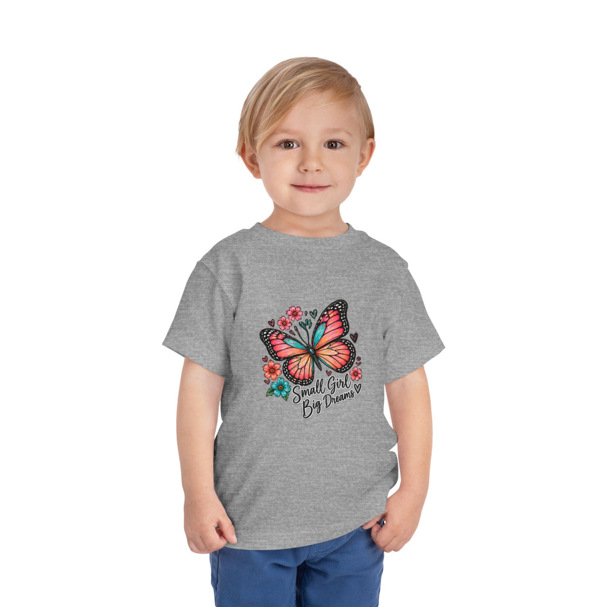 Toddler Tee — "Small Girl Big Dreams" Butterfly Floral Shirt