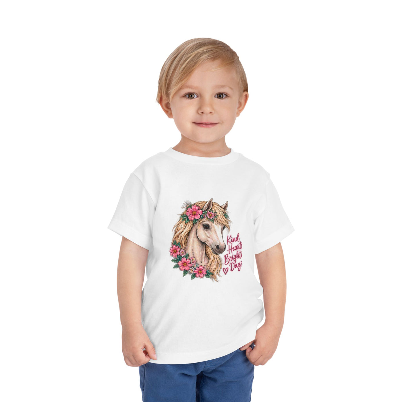 Toddler Tee — Floral Horse "Kind Hearts Bright Days" Cute Pony Shirt