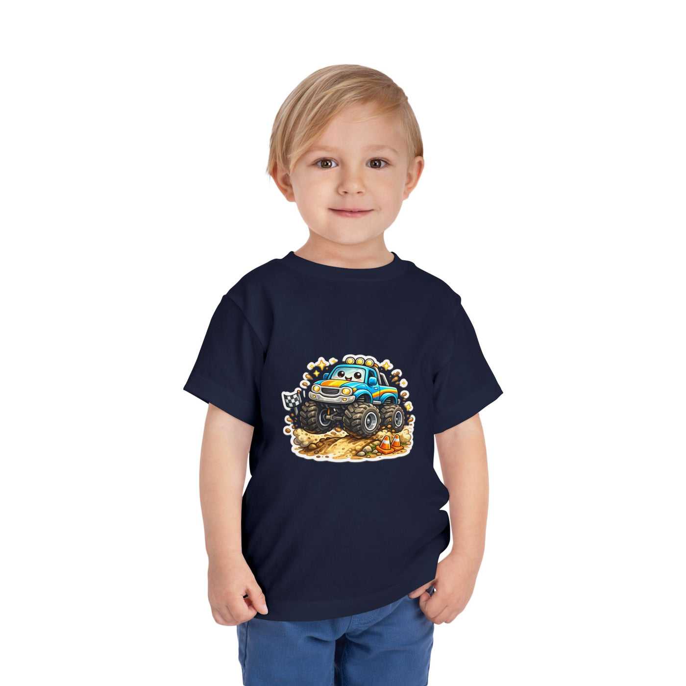 Toddler Monster Truck Tee – Cute Blue Off-Road Car Shirt for Kids
