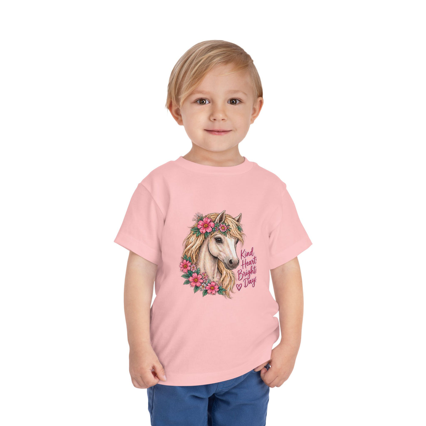 Toddler Tee — Floral Horse "Kind Hearts Bright Days" Cute Pony Shirt