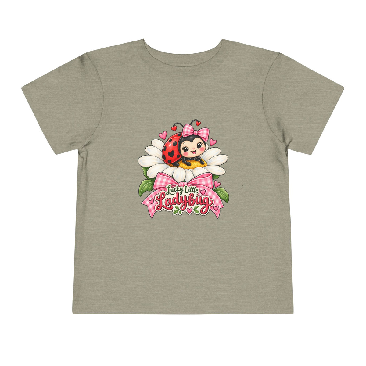 Cute Ladybug Toddler Tee — "Lucky Little Ladybug" Floral Graphic