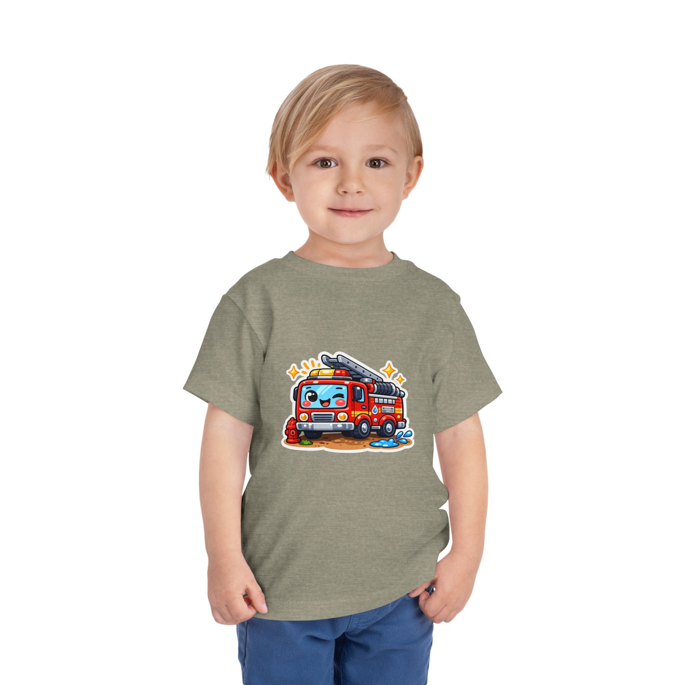 Toddler Tee — Cute Cartoon Fire Truck Graphic Shirt for Kids