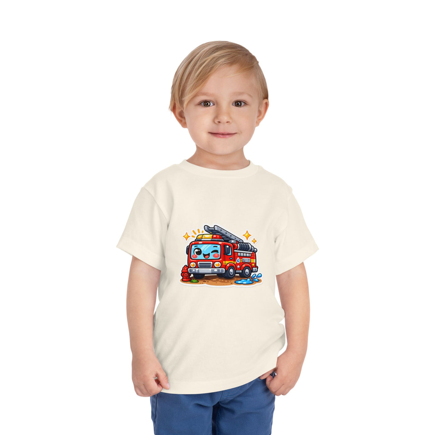 Toddler Tee — Cute Cartoon Fire Truck Graphic Shirt for Kids