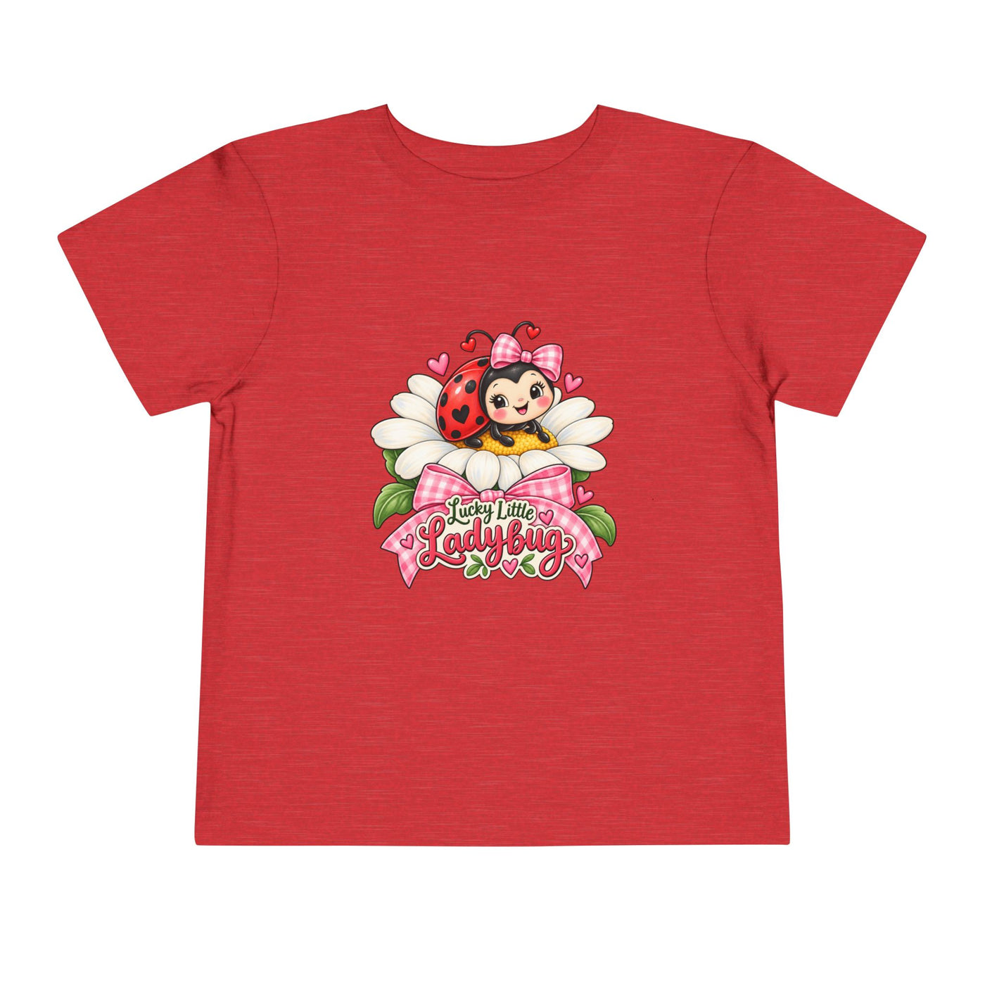 Cute Ladybug Toddler Tee — "Lucky Little Ladybug" Floral Graphic