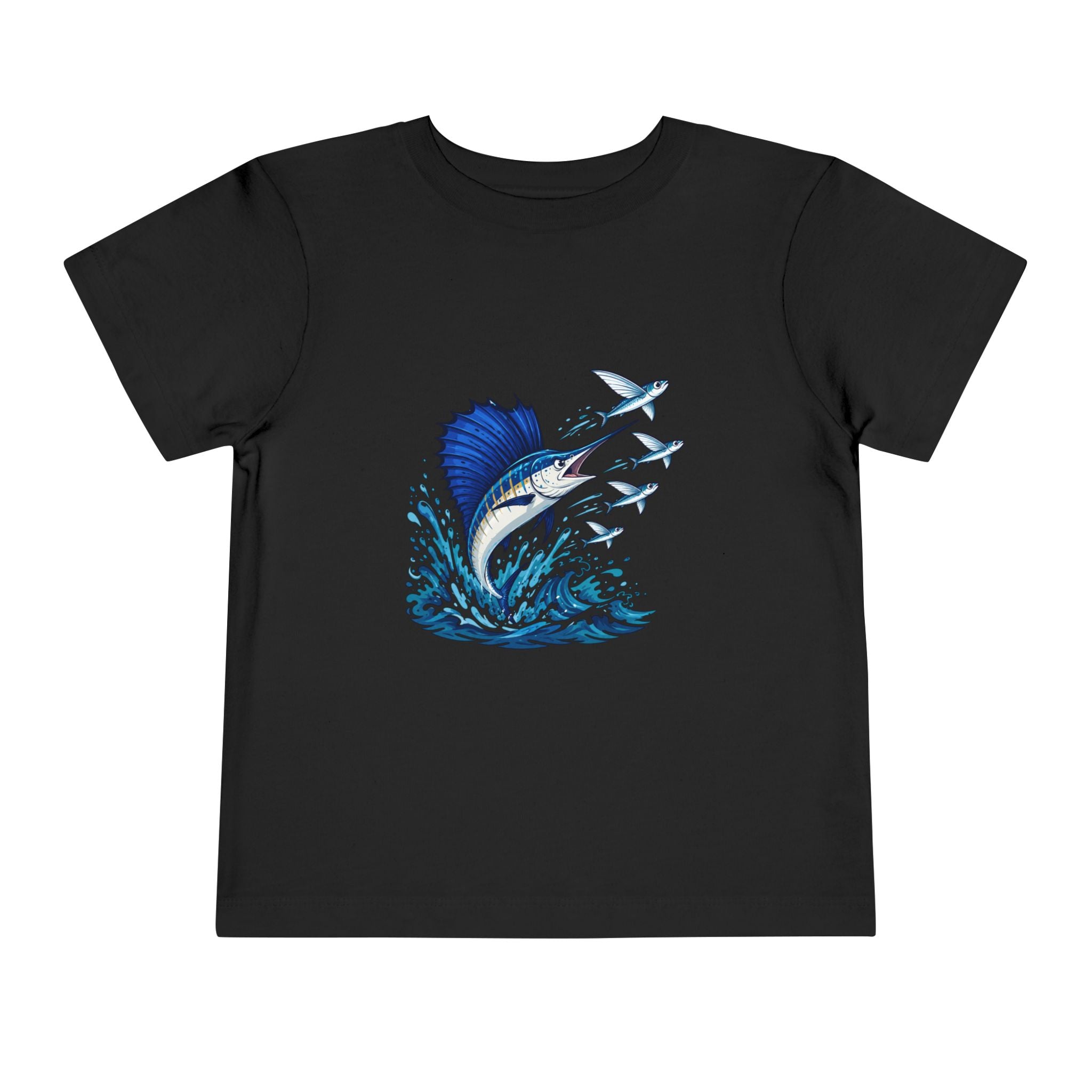Toddler Tee — Blue Sailfish & Flying Fish Ocean Graphic