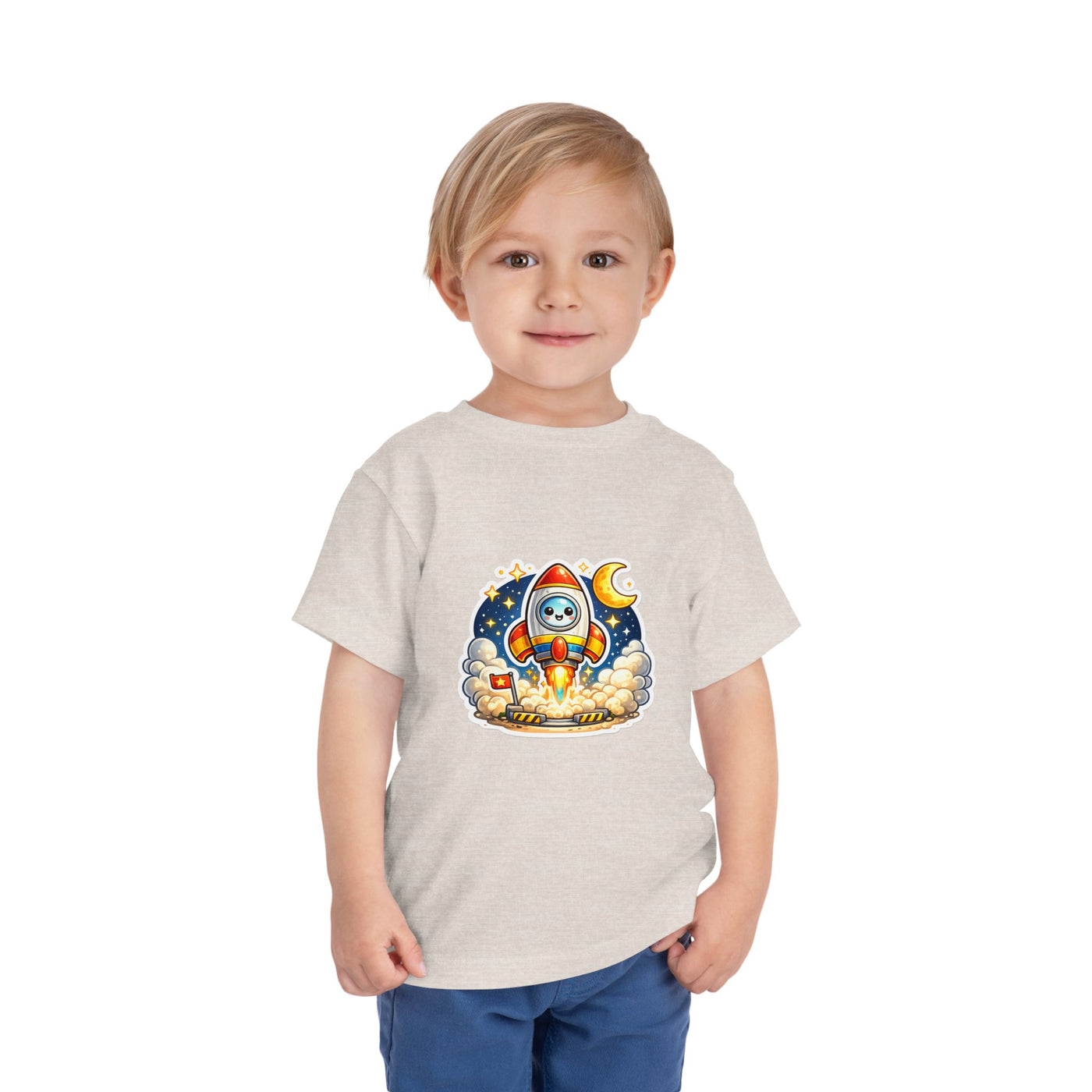 Toddler Tee — Cute Rocket Astronaut Launch Graphic
