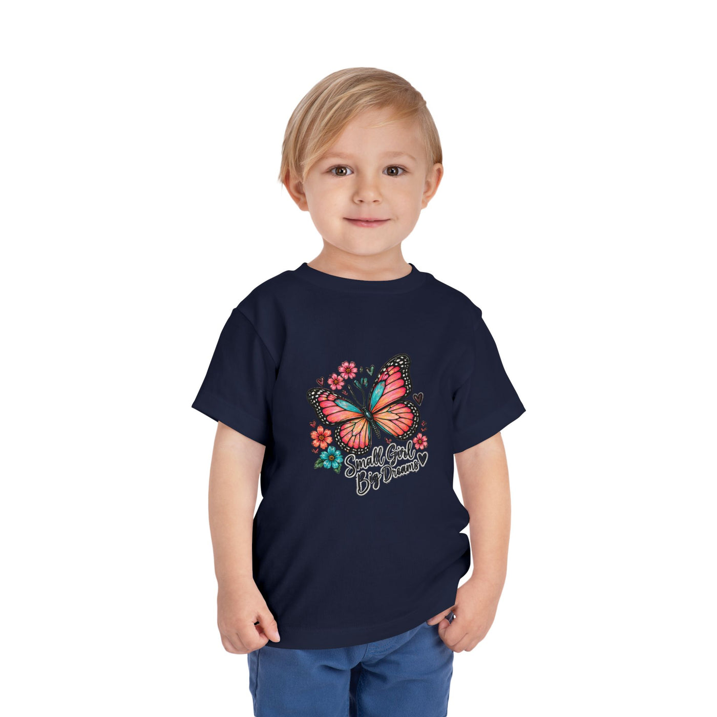 Toddler Tee — "Small Girl Big Dreams" Butterfly Floral Shirt
