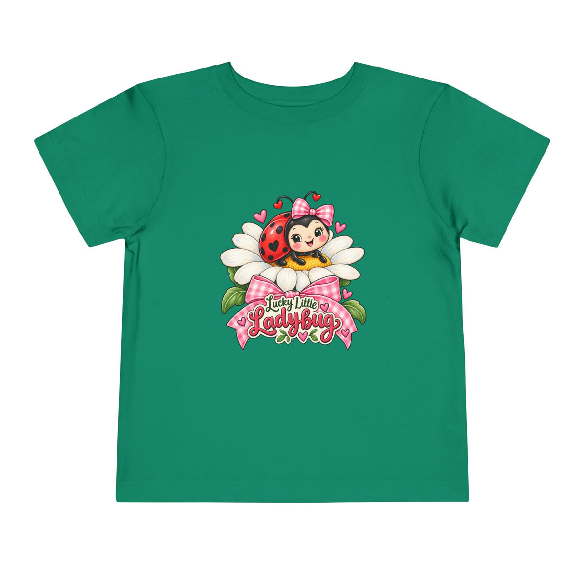 Cute Ladybug Toddler Tee — "Lucky Little Ladybug" Floral Graphic
